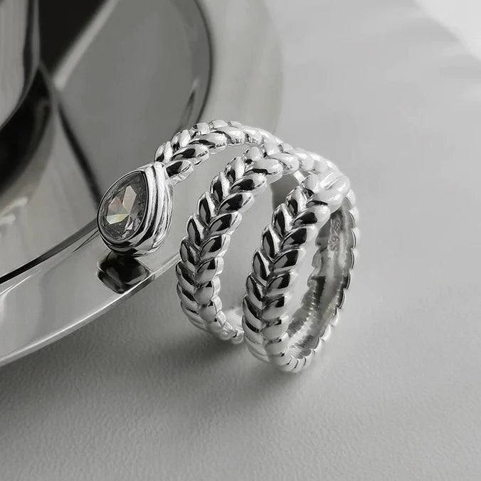 خاتم هندسي غير منتظم من الفضة الإسترلينية عيار 925