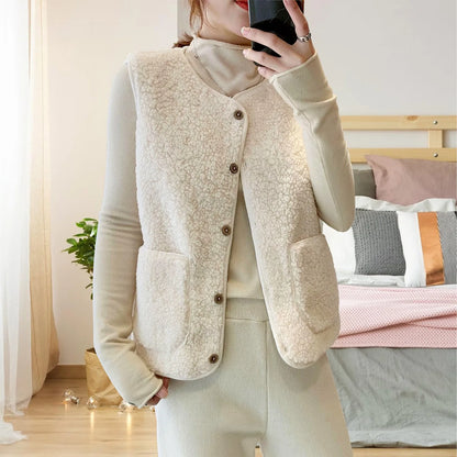 Teddy Fleece Thin Vest Sleeveless Short Jacket