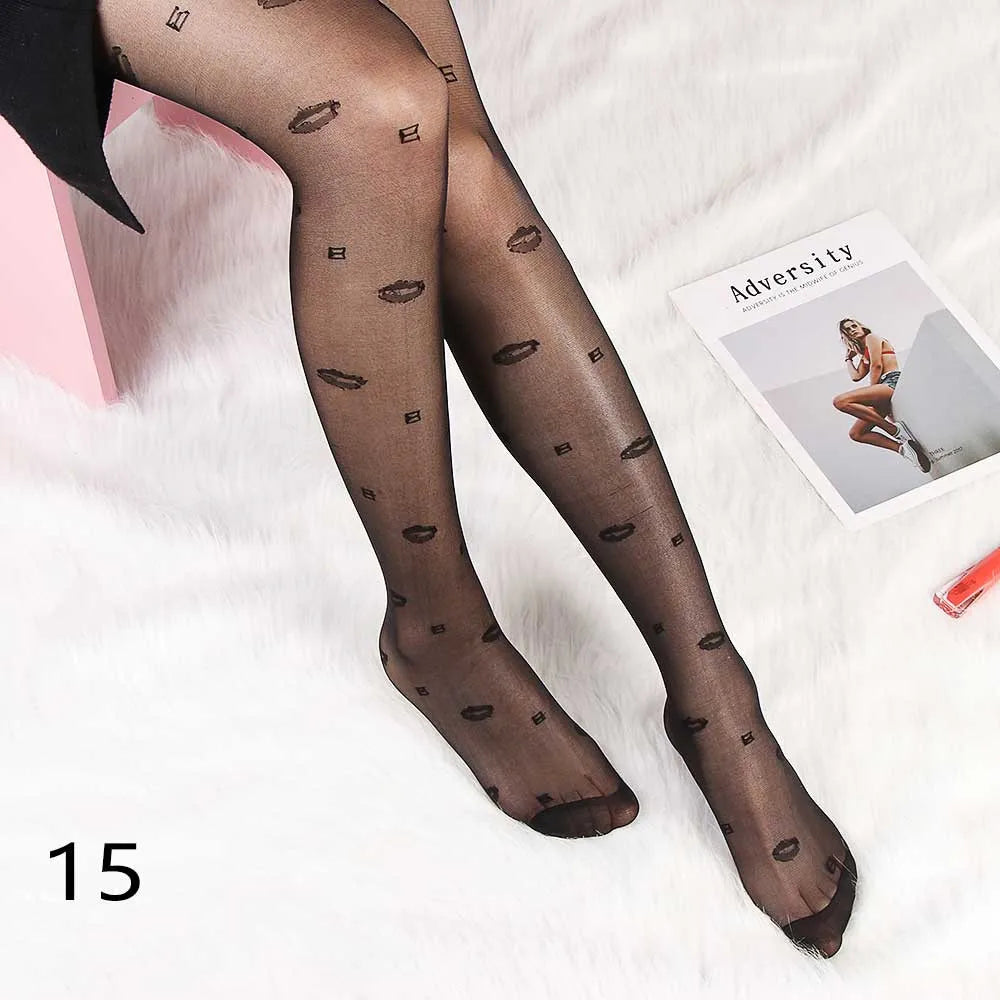 Sexy love Dot Silk Thin Faux Tattoo  Socks