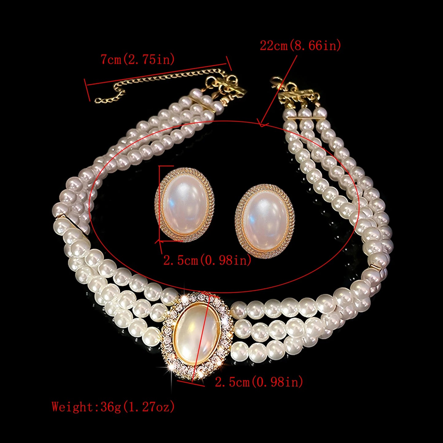 Bridal White Imitation Pearl Necklace Set