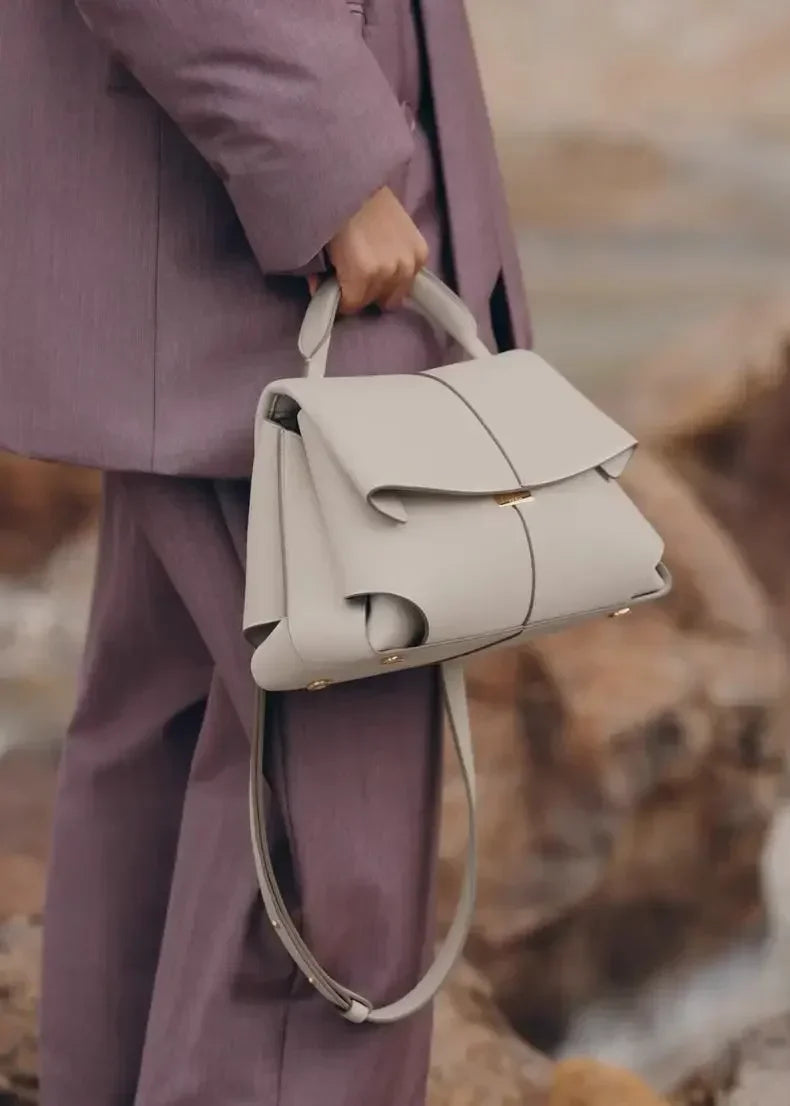 Leather pleated handbag