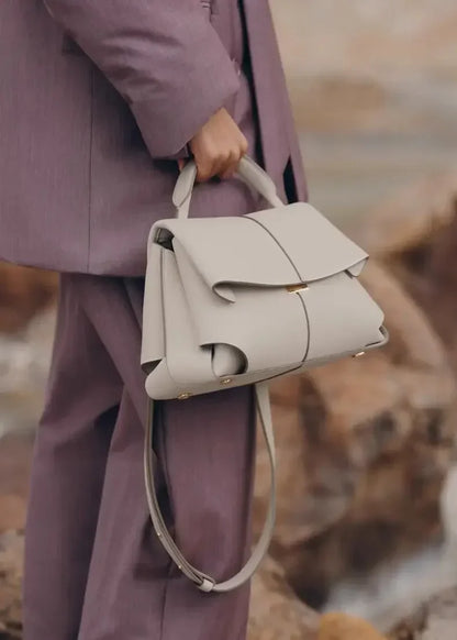 Leather pleated handbag