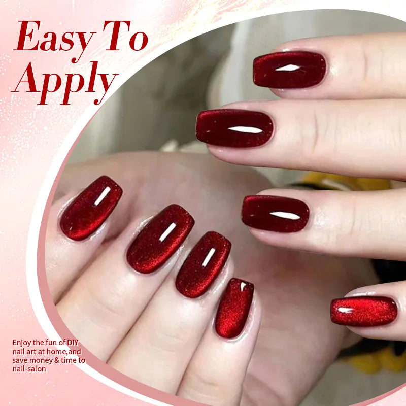 Dark Red Cat Magnetic Gel Nail Polish