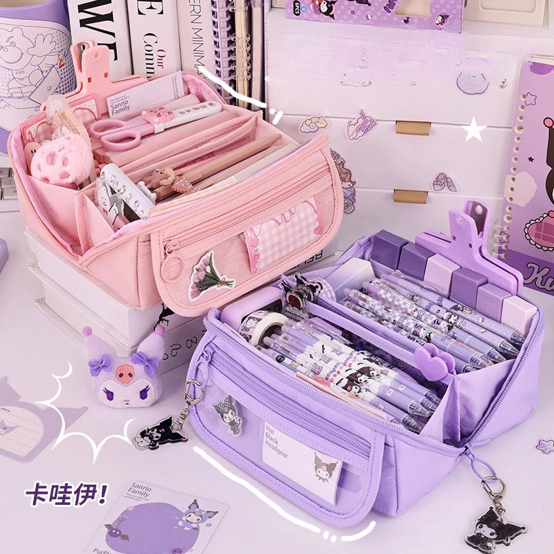 Large Capacity Pencil Case with Zipper Portable Stationery Bag