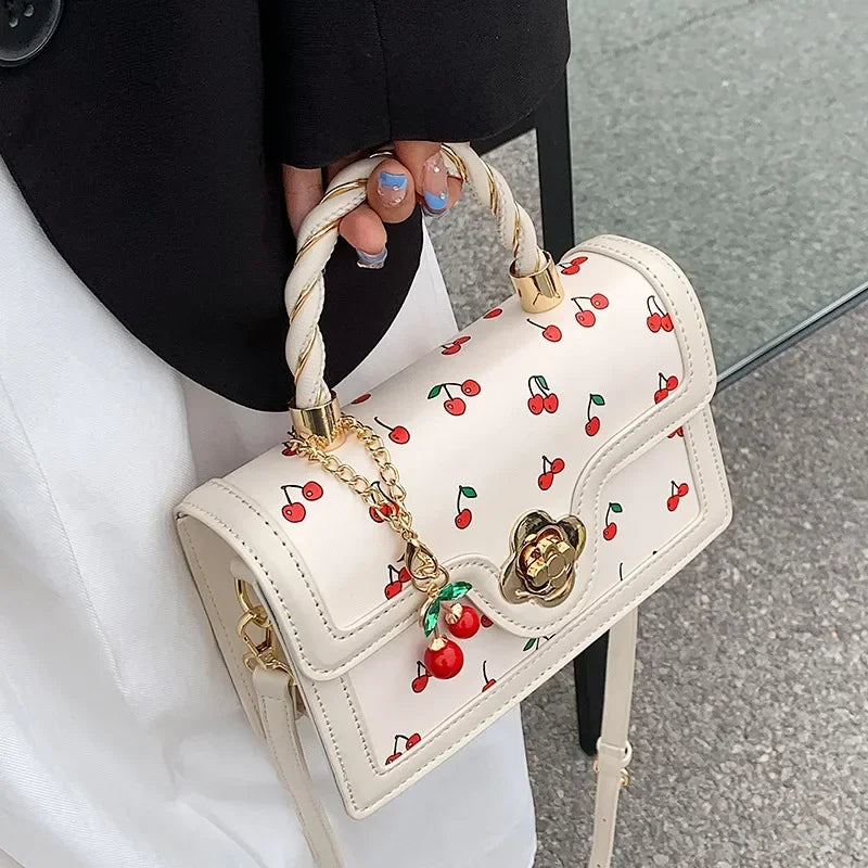 Sweet Cherry Square Chains Crossbody Bags
