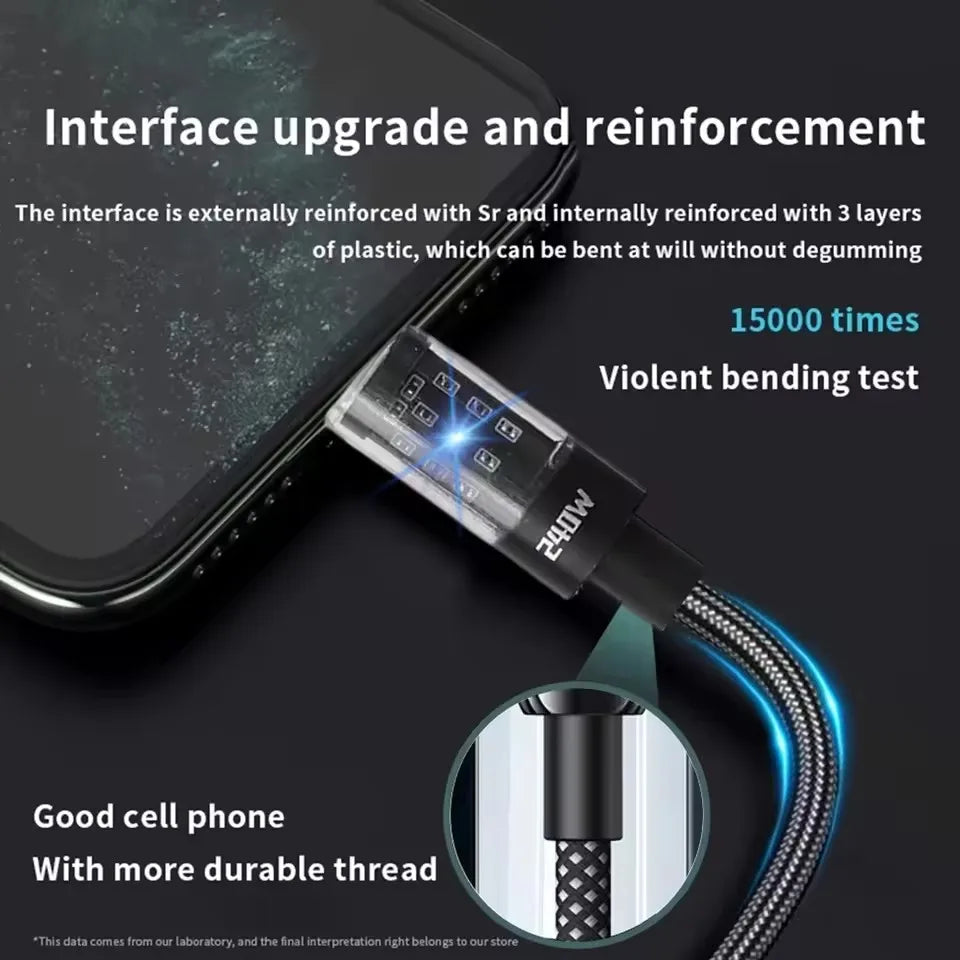 Nylon Cable USB Type C Super Fast Charging Cable