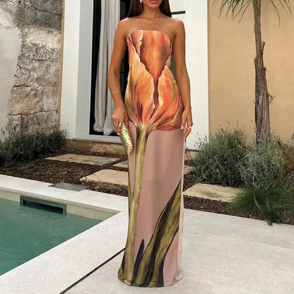 Sexy Strapless Backless Long Dress