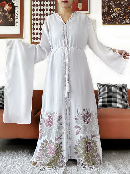 Muslim Chiffon Diamond Long Sleeve African Abaya