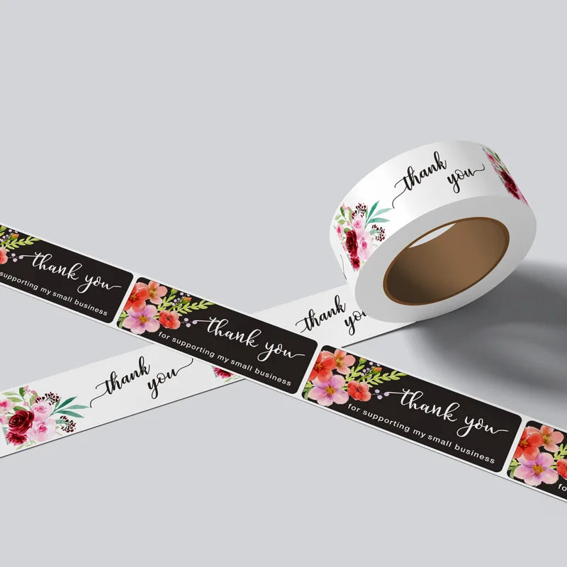 120pcs/Roll Rectangular Thank You Stickers Gift Sealing Stickers