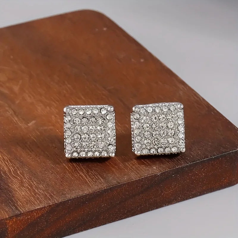 Square Classic Zircon Ear Studs Earrings