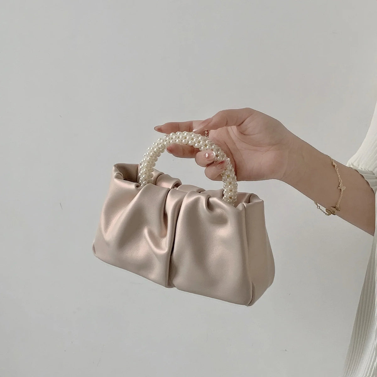 Pearl Handle Clutch Purse Handbags Luxury Square Shoulder Bags