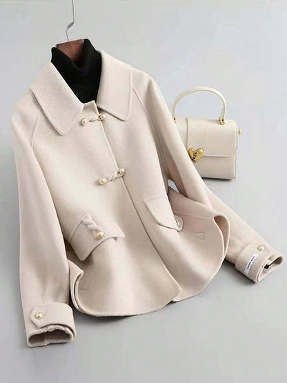 Elegant Solid Short Warm Formal Office Female Coat