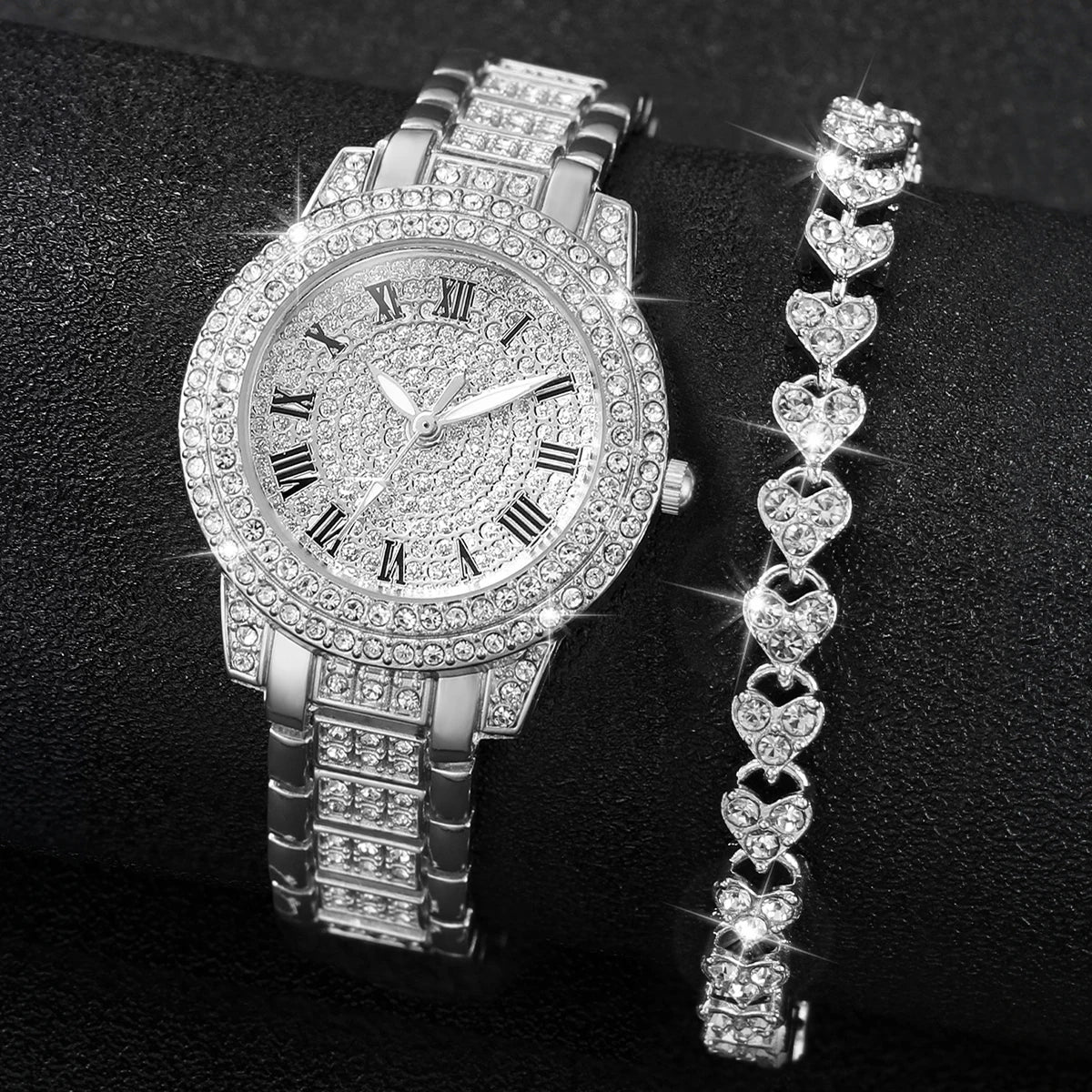 DANA Stainless Steel Band Diamond Quartz Watch