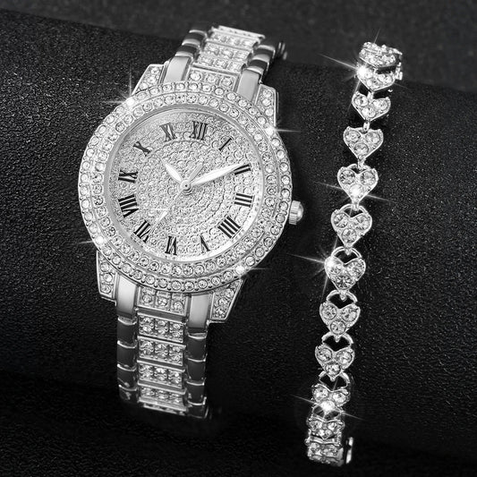 DANA Stainless Steel Band Diamond Quartz Watch