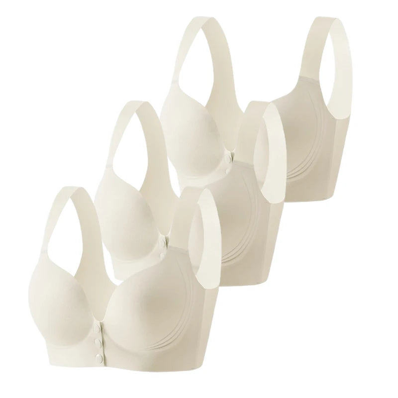 Fall Sweet 3PCS/set Wire-Free Front Closure Plus Size Bra