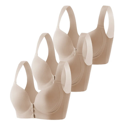 Fall Sweet 3PCS/set Wire-Free Front Closure Plus Size Bra