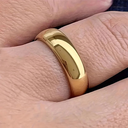 6MM Stainless Steel Classic Gold Rings