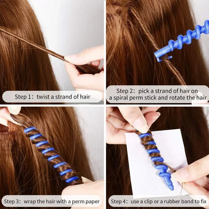 Plastic Spiral Perm Stick Heatless Hair Curler