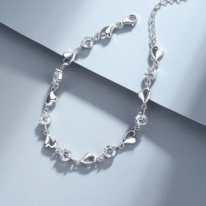 925 Sterling Silver Heart Bracelet Set