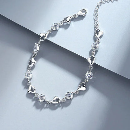 925 Sterling Silver Heart Bracelet Set