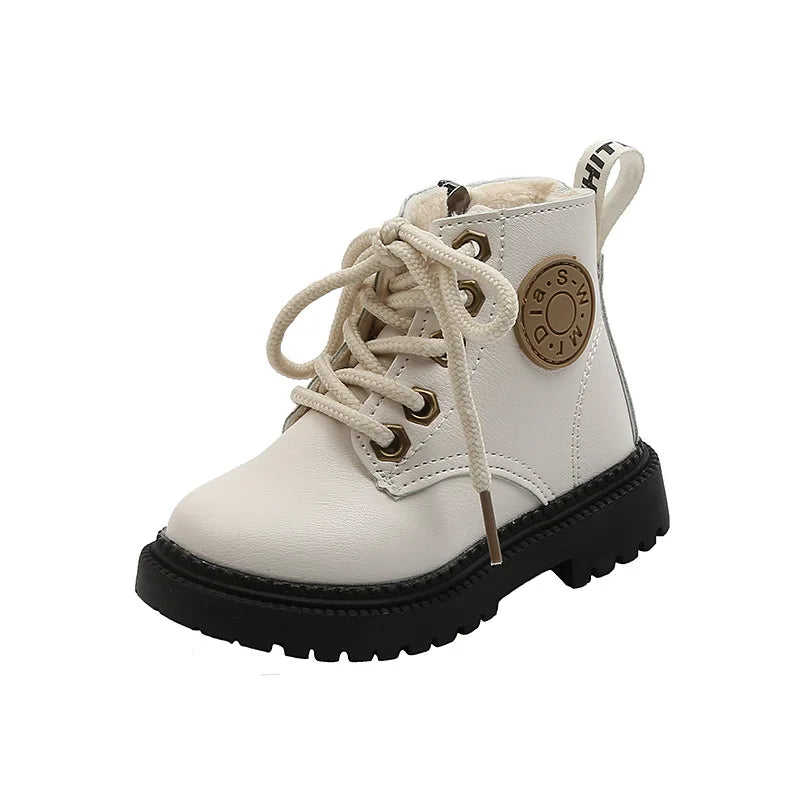 Boys Girls Leather Waterproof Non-slip  Boots