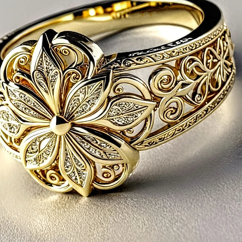 Gorgeous Ring Aesthetic Flower Engraved Charming Chic Rings