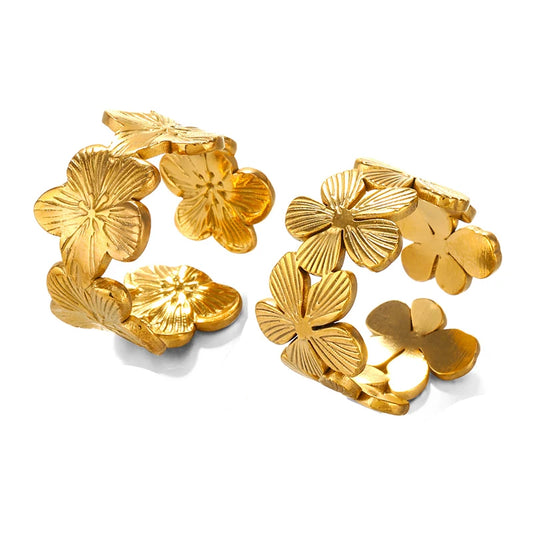 DANA 18k Gold Flower Adjustable Rings