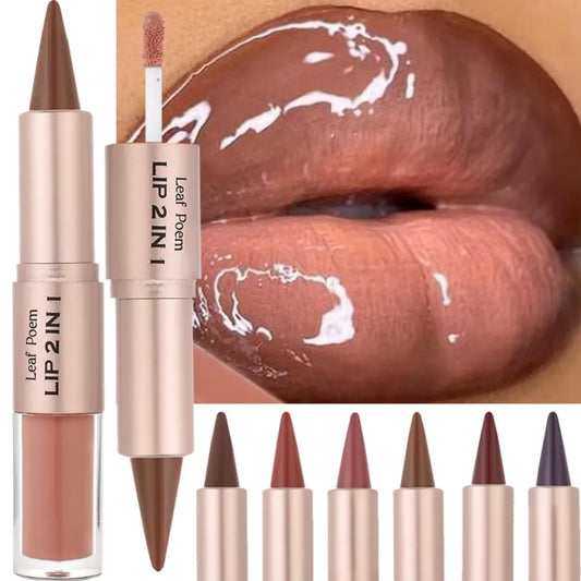 Brown Mirror Glass Lip Gloss Matte Lip Liner Waterproof