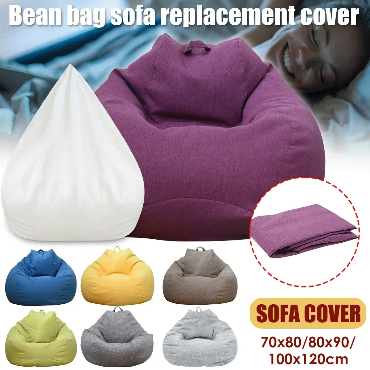 Large Bean Bag Chair Sofa Cover Without Filler Lazy Corner Seat