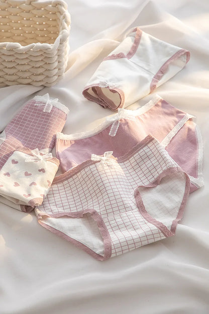 5Pcs/Lot Cute Love Cotton Sexy Lingerie