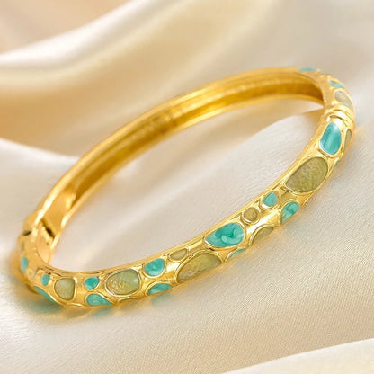 Enamel Dropped Glaze Flower Texture Bracelet
