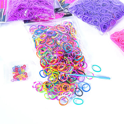 600Pcs Color Rubble Loom Wristbands Kit Elastic Weaving Lacing Craft