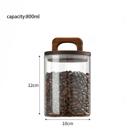 Clear Glass Jar with Bamboo Lid Sealed Canister Food Storage Container