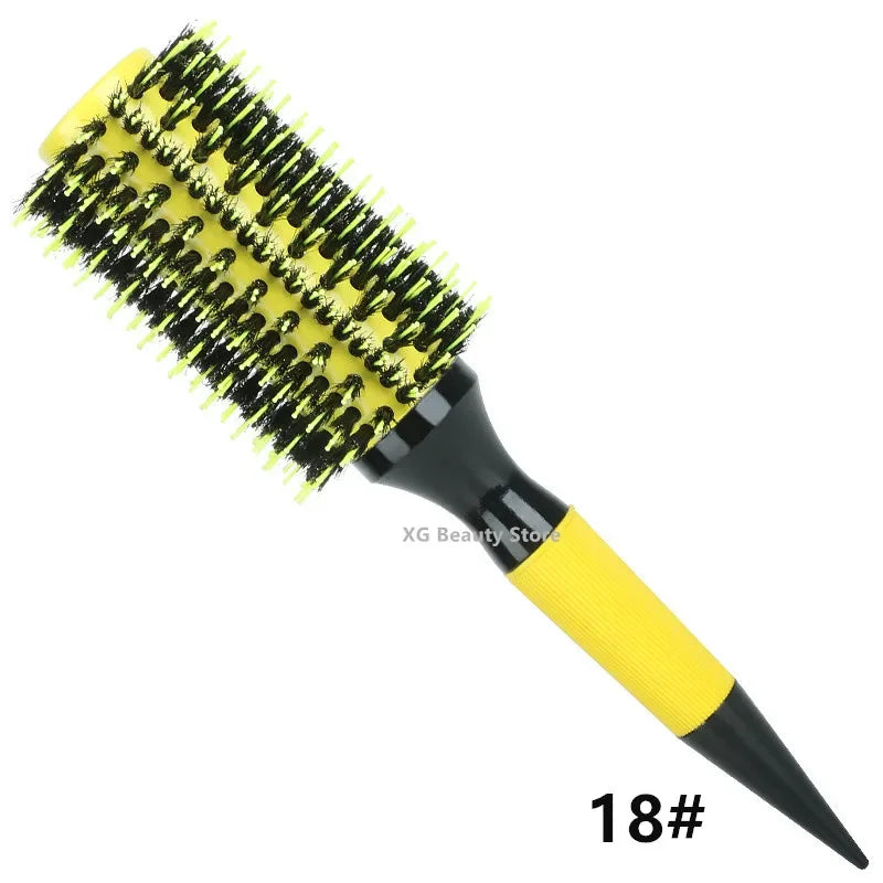 1/6pcs Yellow Boar Bristle Hair Comb Professional Round Hair Brush Curling Combs