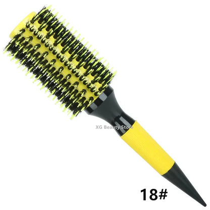 1/6pcs Yellow Boar Bristle Hair Comb Professional Round Hair Brush Curling Combs