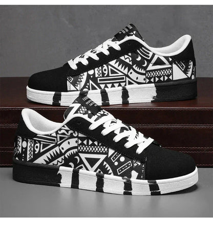 Running Canvas Geometric Style Sneakers