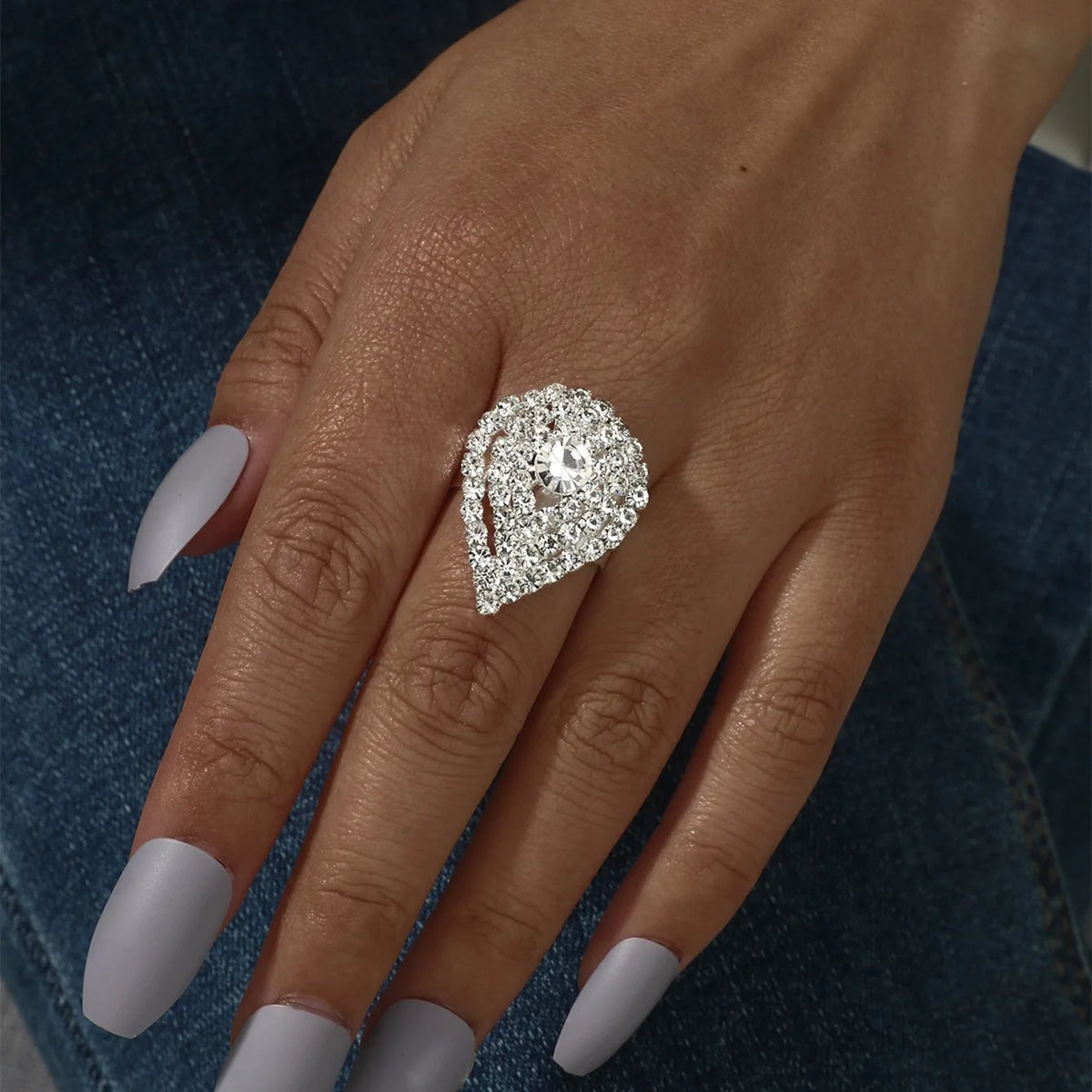 Sparkling Rhinestones Crystal Bridal Big Rings