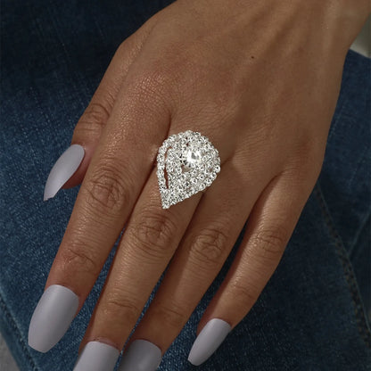 Sparkling Rhinestones Crystal Bridal Big Rings
