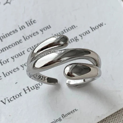925 Sterling Silver Open Pearl Smile Stackable Finger Ring