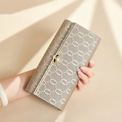 Split Leather Long Wallet Clutch Bag