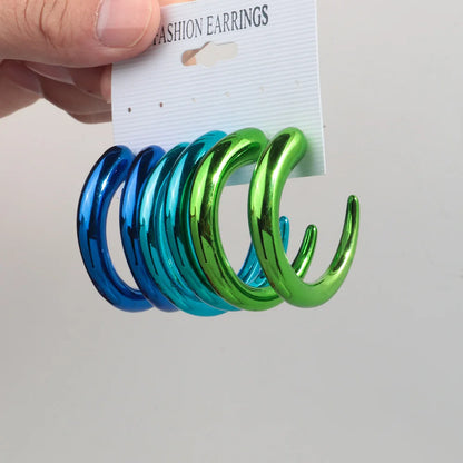 FishSheep Trendy Acrylic Geometric Circle Hoop Earrings Set
