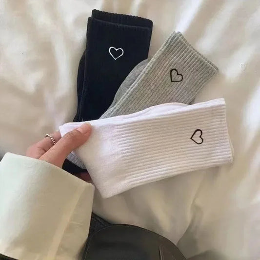 3 Pairs Love Heart Sports Short Socks