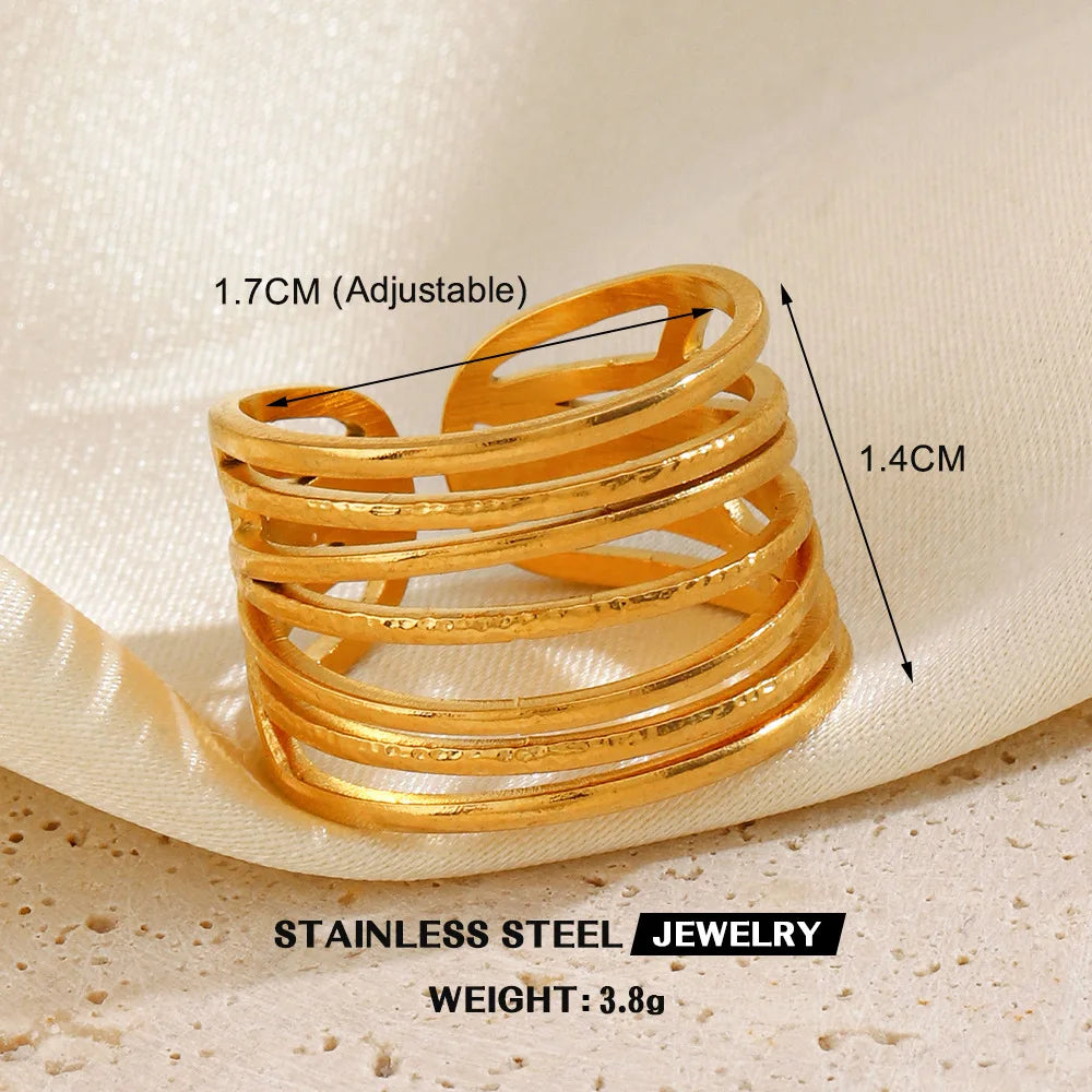 Gold Stainless Steel Heart Metal Hollow Waterproof Rings
