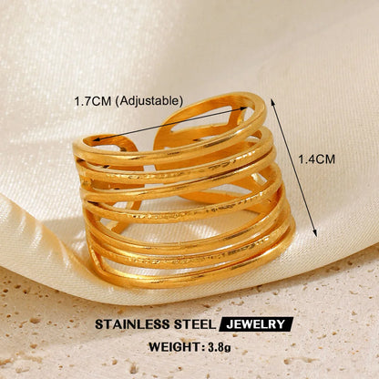 Gold Stainless Steel Heart Metal Hollow Waterproof Rings