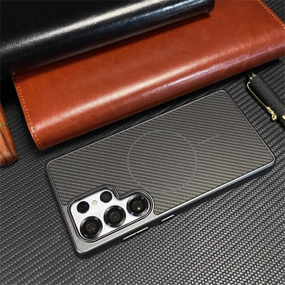 Luxury Carbon Fiber Samsung Magnetic Case Cover
