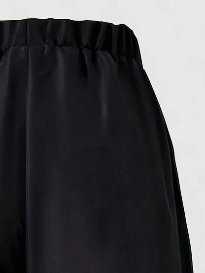 Summer and Autumn Casual Outfit Black Tight-Fitting Short-Sleeve Long Pants Set