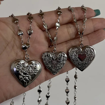 Romantic Heart Photo Locket Frame Pendant Necklace
