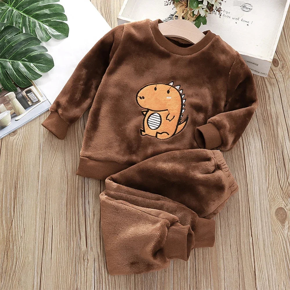 Bear Leader Coral Fleece Pajama Winter Plus Velvet Thick Flannel Sleepwear Set