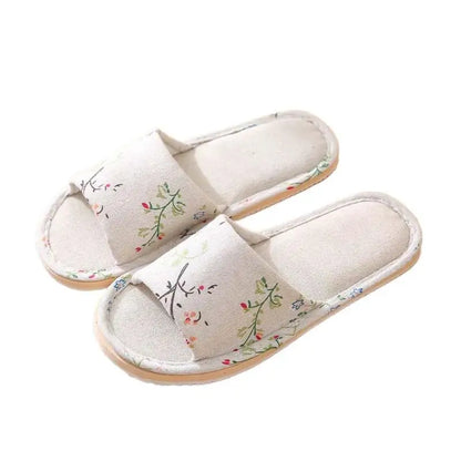 Flax Linen Lightweight Flat Breathable Slipper