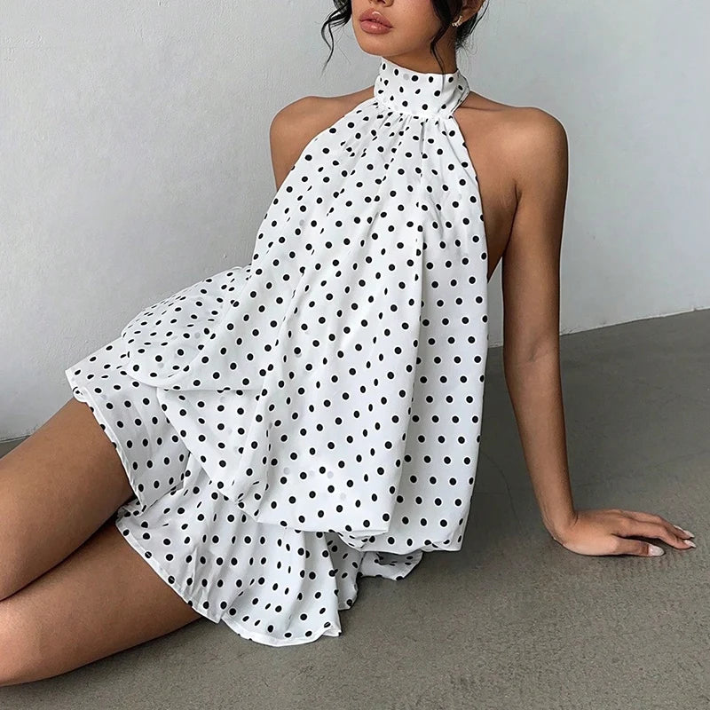 Halter Sleeveless Off Shoulder Backless Mini Dress